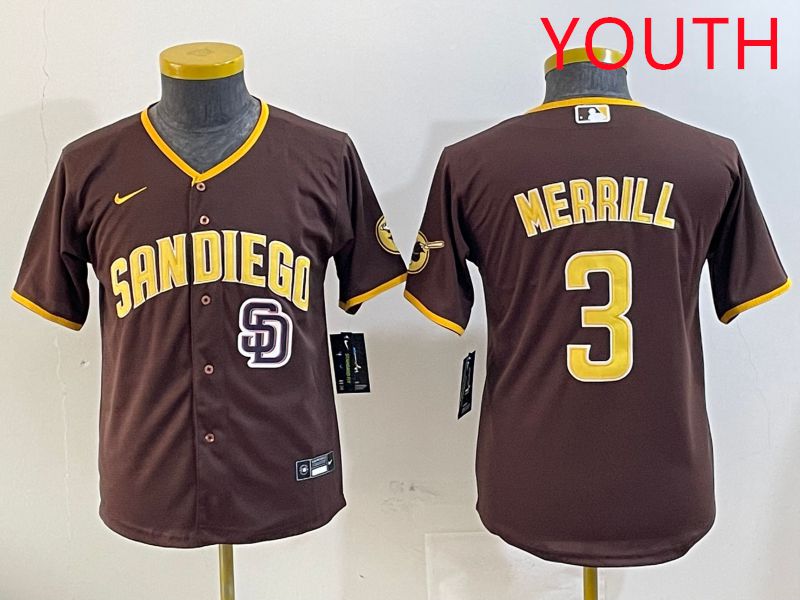 Youth San Diego Padres #3 Merrill Brown Game 2025 Nike MLB Jersey style 5